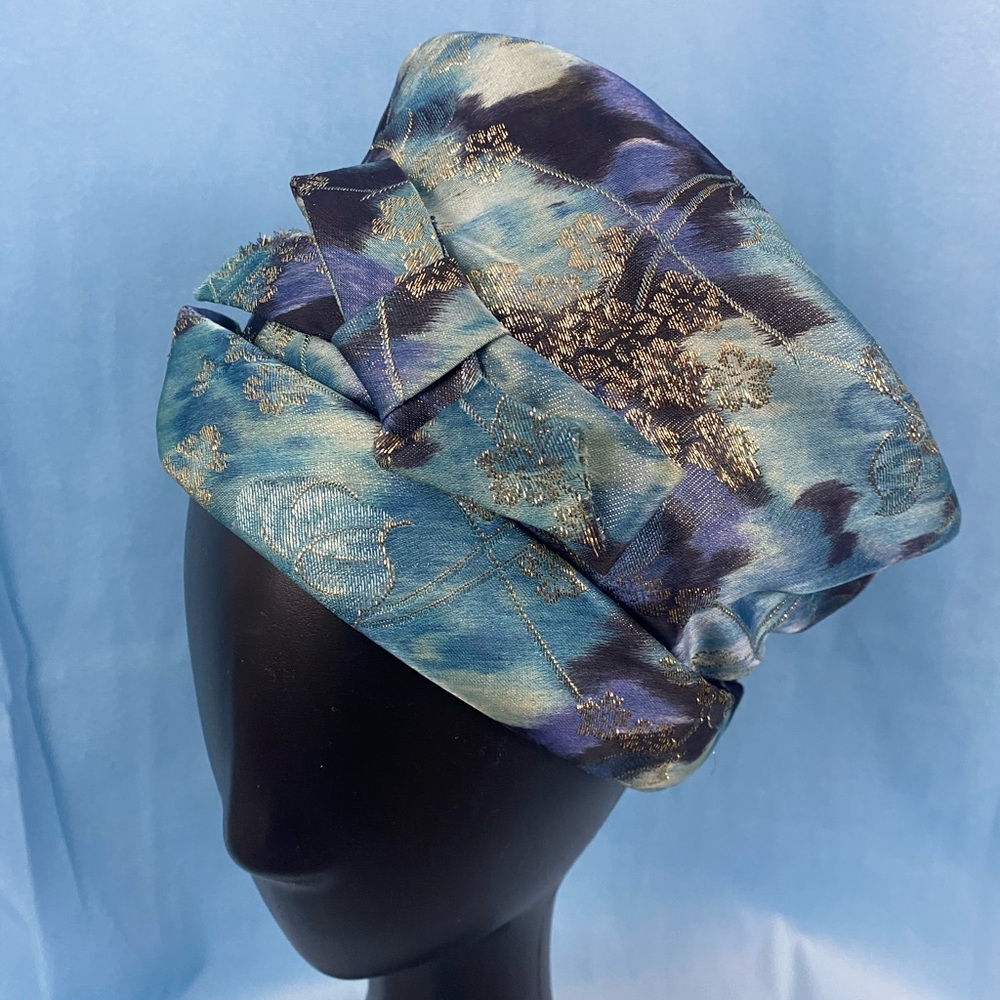 Vintage Blue Gold Dress Hat
